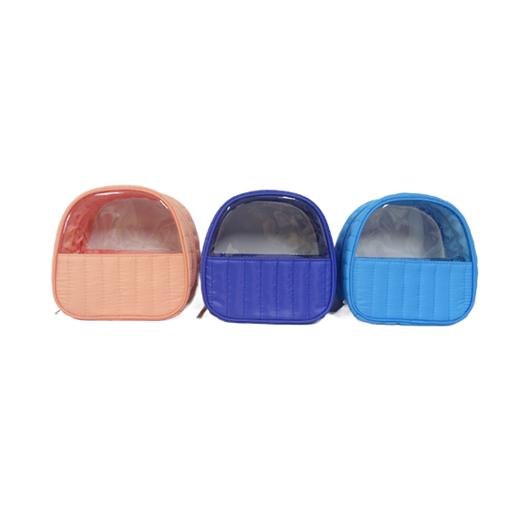 oval cosmetic bag with clear window multi-colored makeup bag_3
